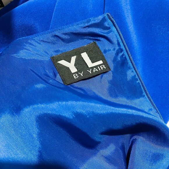 YL By Yair maxi Silk dress cocktail wedding party bride’s Mother blue women’s 12 - Picture 10 of 12